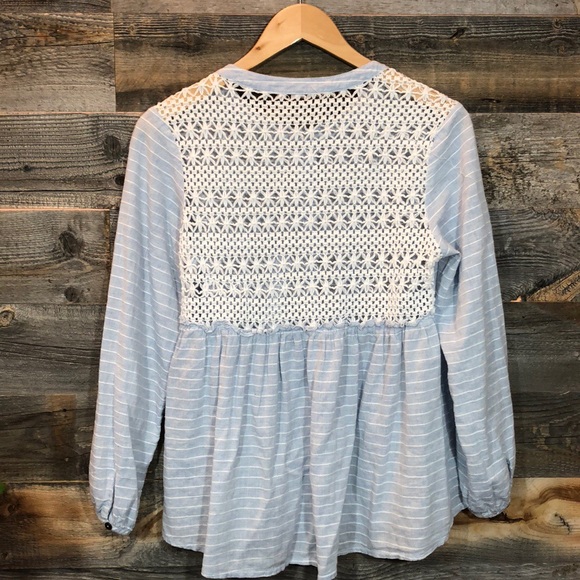 Ya Los Angeles | Stripe & Lace Top | M - Picture 2 of 7